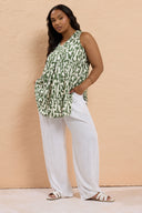 Büyük Beden V Yaka Sıfır Kol Soyut Desenli T-shirt 322685