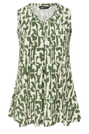 Büyük Beden V Yaka Sıfır Kol Soyut Desenli T-shirt 322685