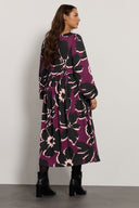 Büyük Beden V Yaka Uzun Kollu Bürümcük Kumaş Maxi Elbise 616397