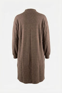 Büyük Beden Yakası Fermuar Detaylı Kahve Yumoş Elbise 106-39