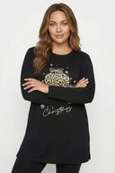 Büyük Beden Yanı Yırtmaçlı Siyah T-Shirt 322982