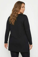 Büyük Beden Yanı Yırtmaçlı Siyah T-Shirt 322982