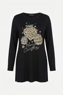 Büyük Beden Yanı Yırtmaçlı Siyah T-Shirt 322982