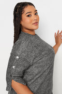 Büyük Beden Yarım Balıkçı Yaka Yarım Kollu Fitilli Elbise 302854