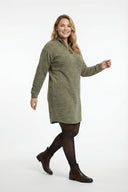 Büyük Beden Yumoş Dokulu Yeşil Midi Elbise 106-36