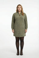 Büyük Beden Yumoş Dokulu Yeşil Midi Elbise 106-36