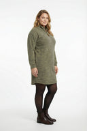 Büyük Beden Yumoş Dokulu Yeşil Midi Elbise 106-36