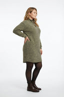 Büyük Beden Yumoş Dokulu Yeşil Midi Elbise 106-36
