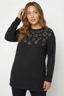 Büyük Beden Yumoş Dokulu Siyah Taşlı Tunik Kazak 520926