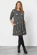 Büyük Beden Yumuşak Dokulu Gri Elbise 304282