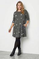 Büyük Beden Yumuşak Dokulu Gri Elbise 304282