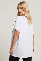 Büyük Beden Kısa Kollu Bisiklet Yaka Baskılı T-shirt 304345