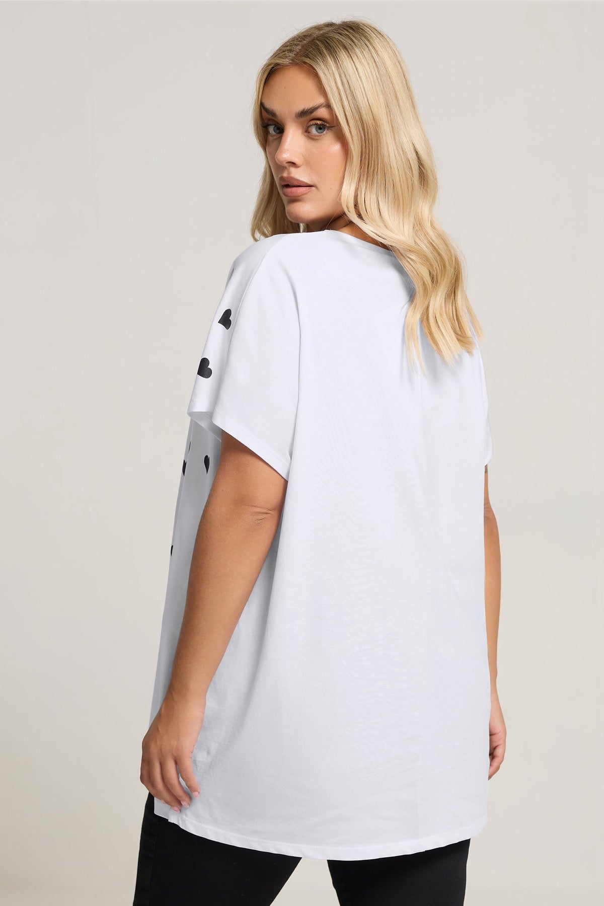 Büyük Beden Kısa Kollu Bisiklet Yaka Baskılı T-shirt 304345