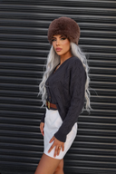 Yakası Kemer Detaylı Düğmeli Triko Hırka E-140