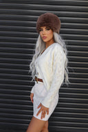 Yakası Kemer Detaylı Düğmeli Triko Hırka E-140