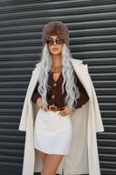 Yakası Kemer Detaylı Düğmeli Triko Hırka E-140