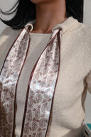 Fularlı Bisiklet Yaka Kısa Kollu Triko T-shirt E-311