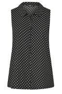 Büyük Beden Polo Yaka Sıfır Kol Düğmeli Puantiyeli T-shirt 303957