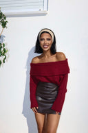 Omzu Açık Fitilli Triko Kazak F-040