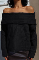 Omzu Açık Fitilli Triko Kazak F-040