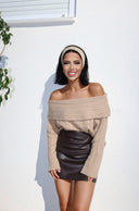 Omzu Açık Fitilli Triko Kazak F-040