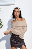 Omzu Açık Fitilli Triko Kazak F-040