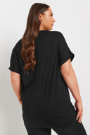 Büyük Beden Bisiklet Yaka İşlemeli Kısa Kollu Bluz 321289