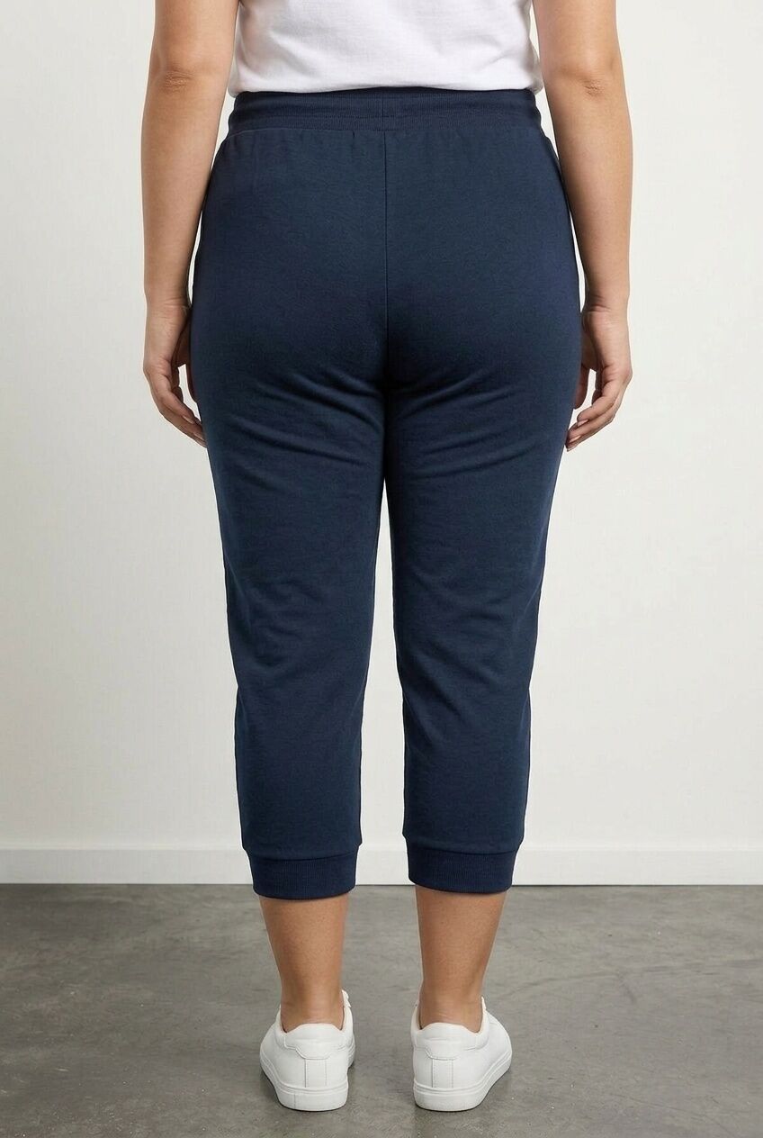 Lacivert düz büyük beden kadın jogger pantolon arka