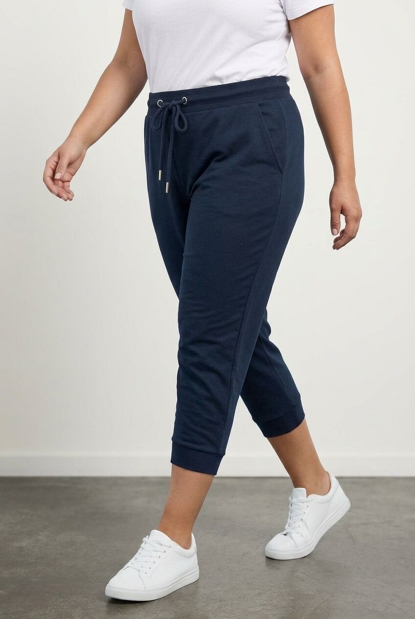 Lacivert düz büyük beden kadın jogger pantolon