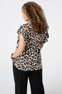 Büyük Beden Bisiklet Yaka Baskılı Kolları Fırfırlı Bluz E26414