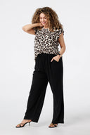 Büyük Beden Bisiklet Yaka Baskılı Kolları Fırfırlı Bluz E26414