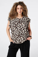 Büyük Beden Bisiklet Yaka Baskılı Kolları Fırfırlı Bluz E26414