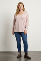Pembe boncuklu büyük beden kadın sweatshirt ön çekim