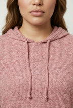 Pembe dokulu büyük beden kadın kapüşonlu sweatshirt ön çekim
