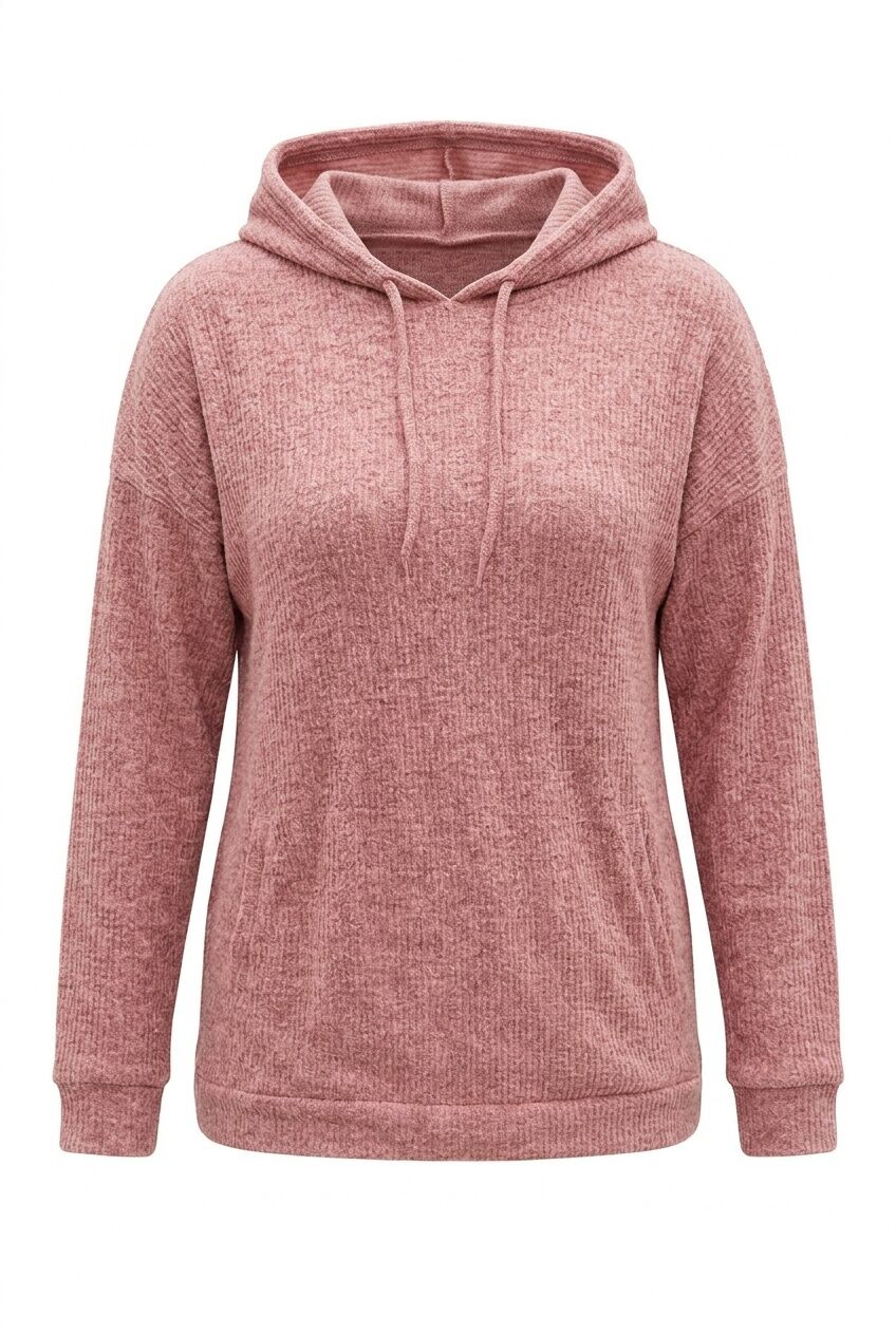Pembe fitilli büyük beden kadın sweatshirt ön çekim