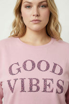 Pembe leopar desenli büyük beden kadın sweatshirt ön