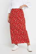 Büyük Beden Beli Lastikli Uzun Kesim Çiçek Desenli Cepsiz Etek 303898