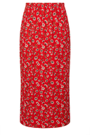 Büyük Beden Beli Lastikli Uzun Kesim Çiçek Desenli Cepsiz Etek 303898