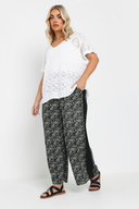 Büyük Beden Bol Paça Beli Lastikli Cepli Desenli Pantolon 303772