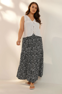 Büyük Beden Uzun Kesim Cepsiz Beli Lastikli Desenli Etek 160320