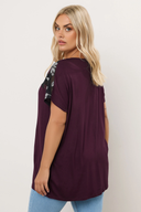 Büyük Beden Bisiklet Yaka Kısa Kollu Payet Detaylı Bluz 322209