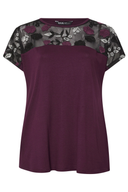 Büyük Beden Bisiklet Yaka Kısa Kollu Payet Detaylı Bluz 322209