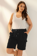 Büyük Beden Cepli Beli Büzgülü Bol Kesim Kargo Jogger Şort 144873