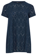 Büyük Beden V Yaka Kısa Kollu Dantel Detaylı Astarsız Bluz 303263