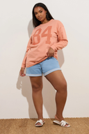 Büyük Beden Bisiklet Yaka Uzun Kollu Payet İşlemeli Sweatshirt 303142