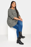 Büyük Beden Yarım Kollu Düğme Detaylı Yumuşak Dokulu Kazak 302987