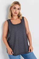 Büyük Beden Sıfır Kol Önü Taş İşlemeli Bisiklet Yaka Bluz 321850