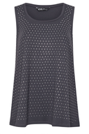 Büyük Beden Sıfır Kol Önü Taş İşlemeli Bisiklet Yaka Bluz 321850