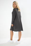 Büyük Beden Uzun Kollu Bisiklet Yaka Cepli Fitilli Elbise 304008