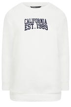 Büyük Beden Bisiklet Yaka İşleme Baskılı Uzun Kollu Sweatshirt 302918
